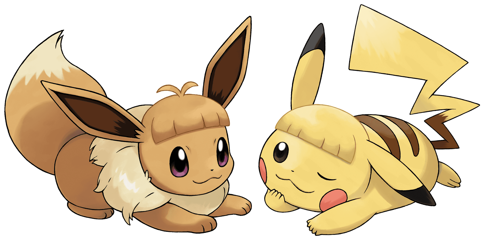 Eeveeand Pikachu Friends Illustration PNG