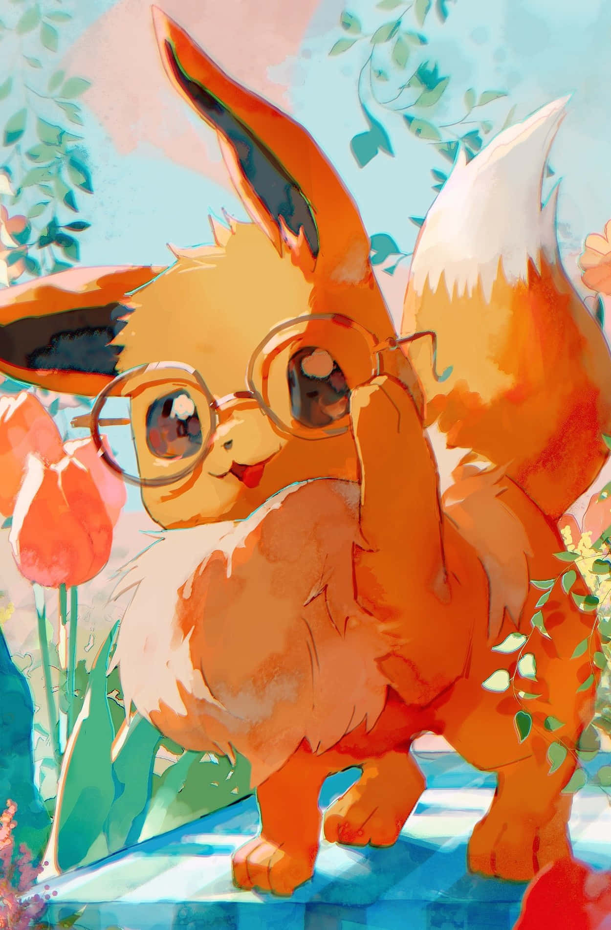 Eeveein Glasses Cute Pokemon Artwork.jpg Wallpaper