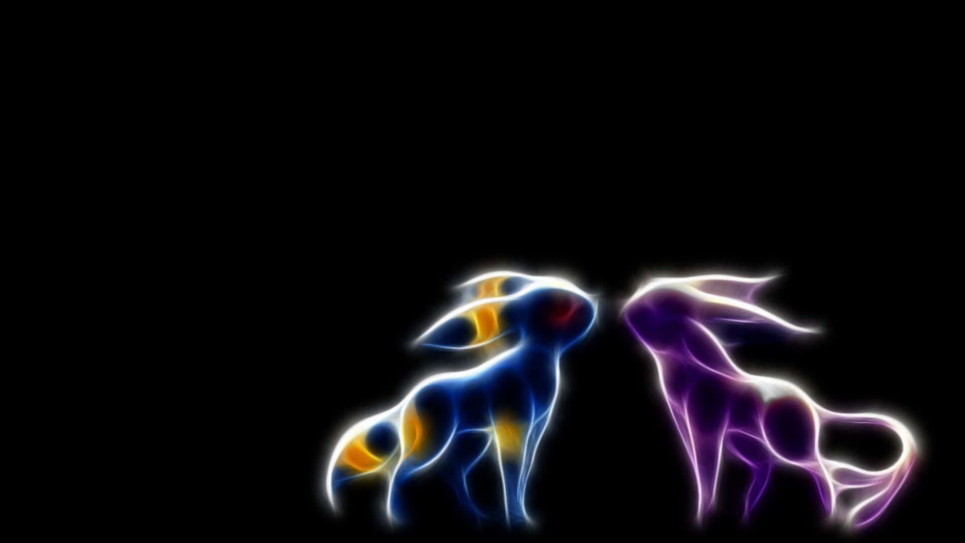 Two Pokemon Standing In Front Of A Dark Background Wallpaper