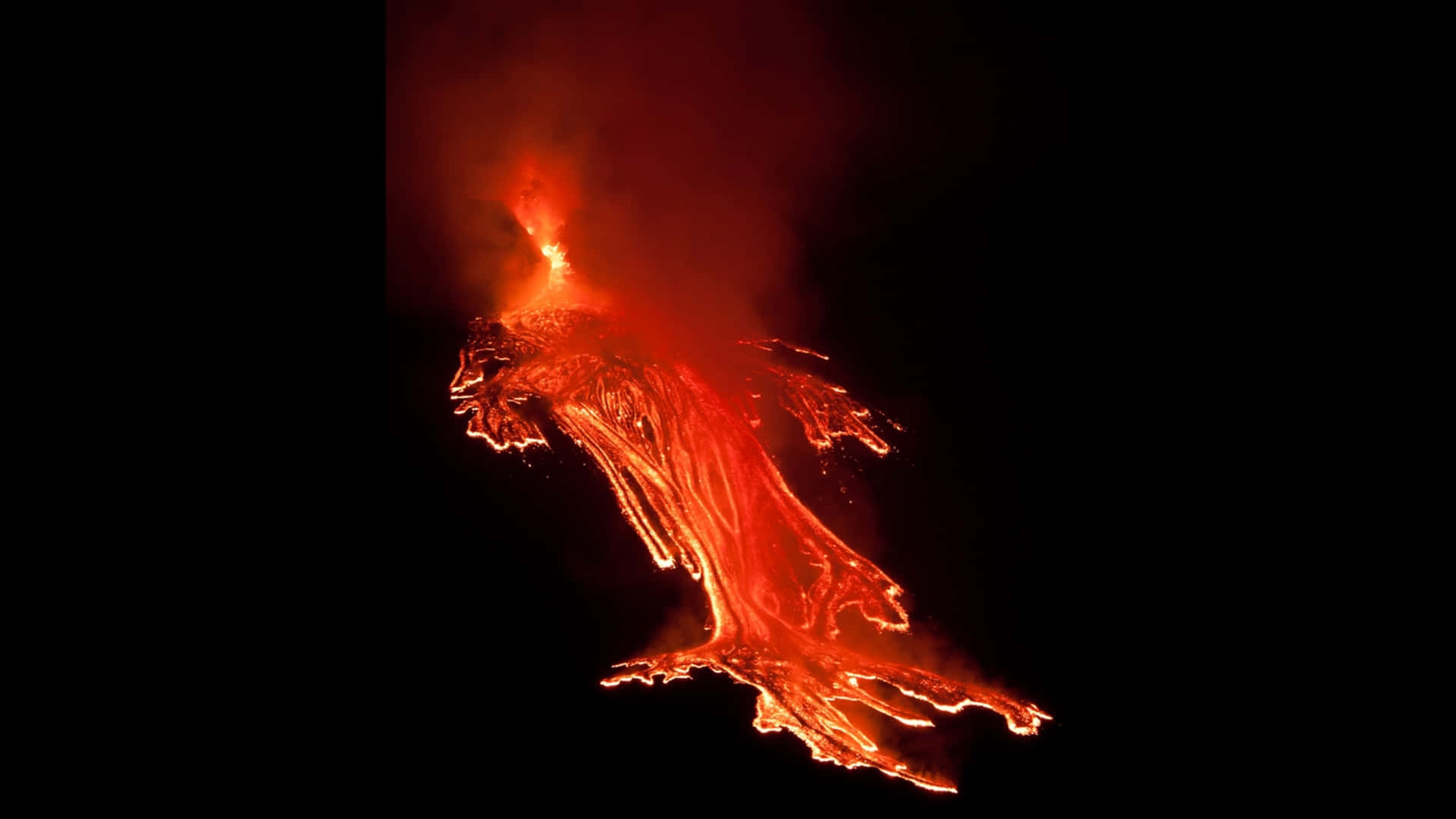 Effusive Eruption Viewed At Night Wallpaper