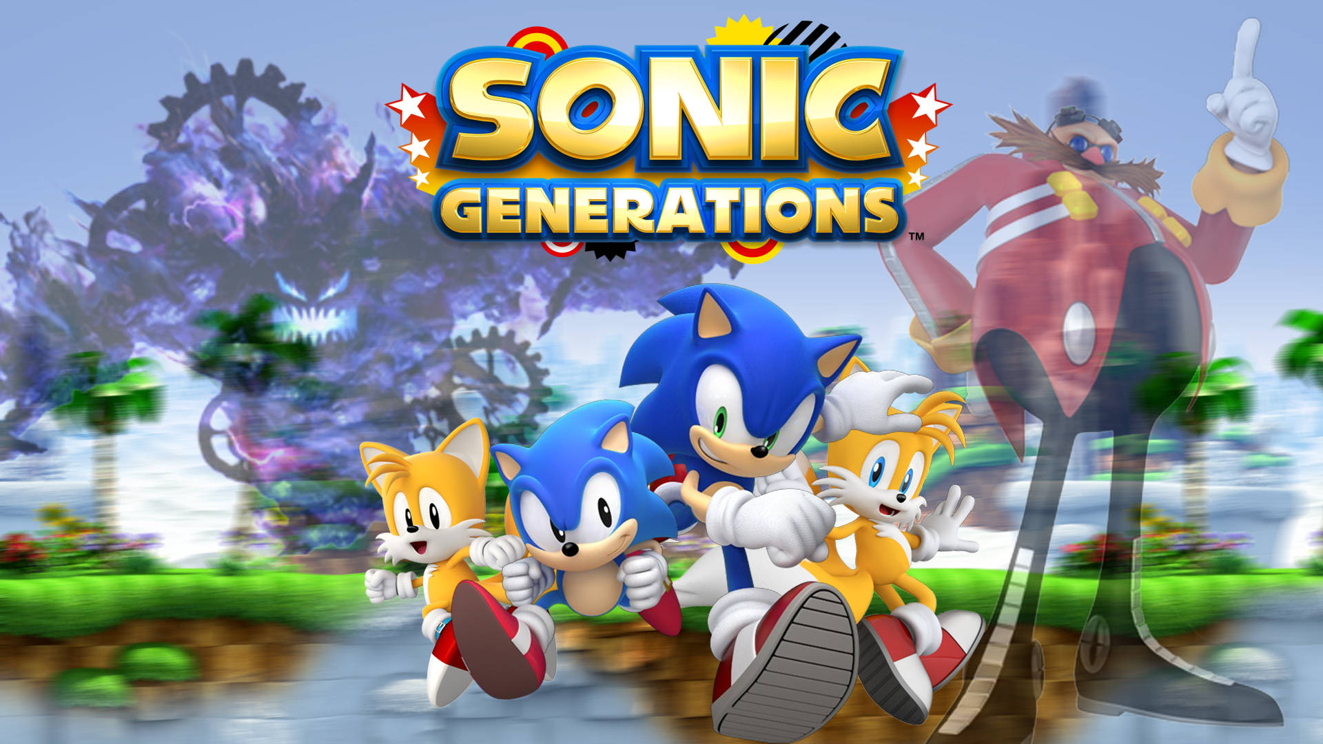 Eggman Og Sonic Generations-karakterer tilbyder smukke lyseblå tapeter. Wallpaper