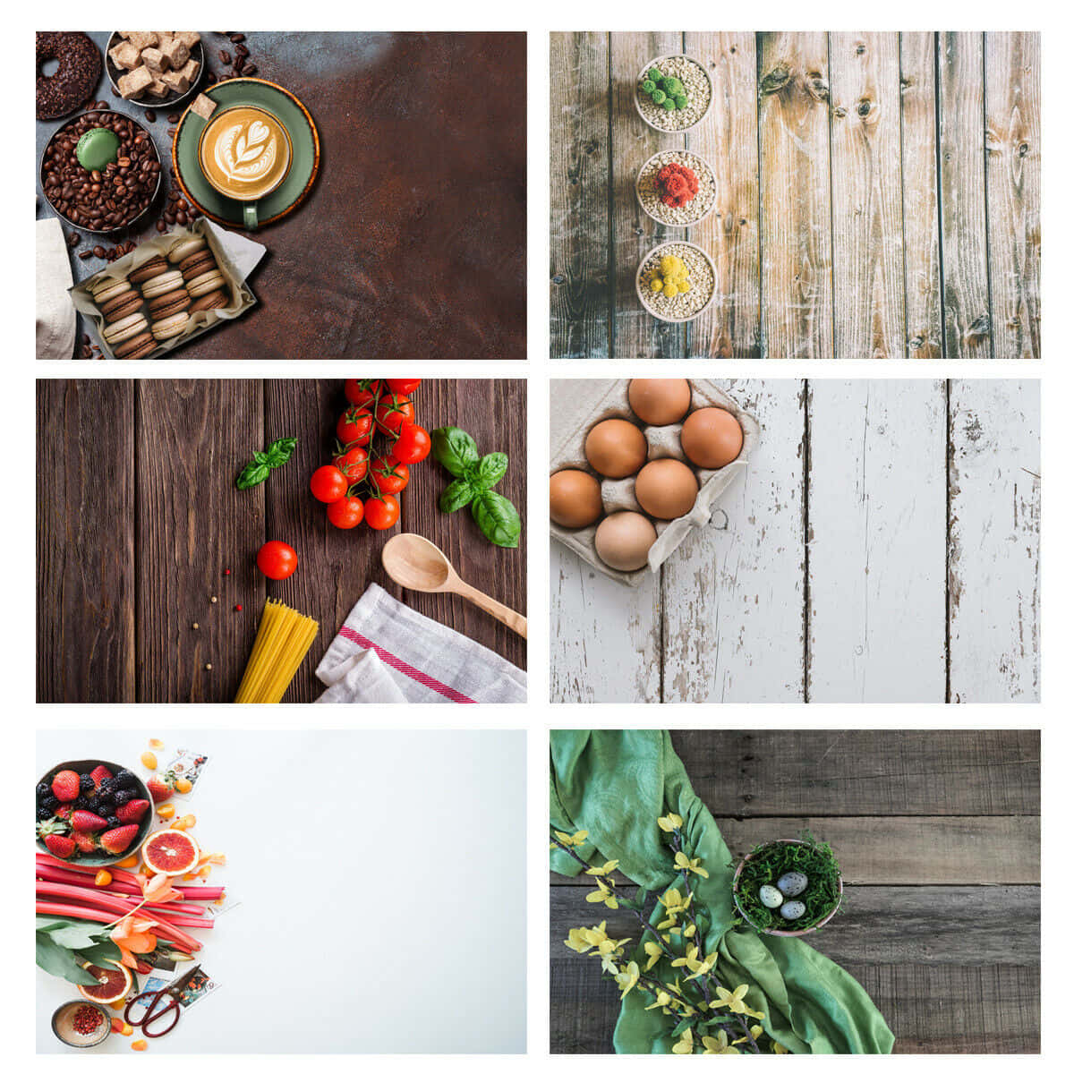 A Collage Of Pictures Of Food On A Wooden Table