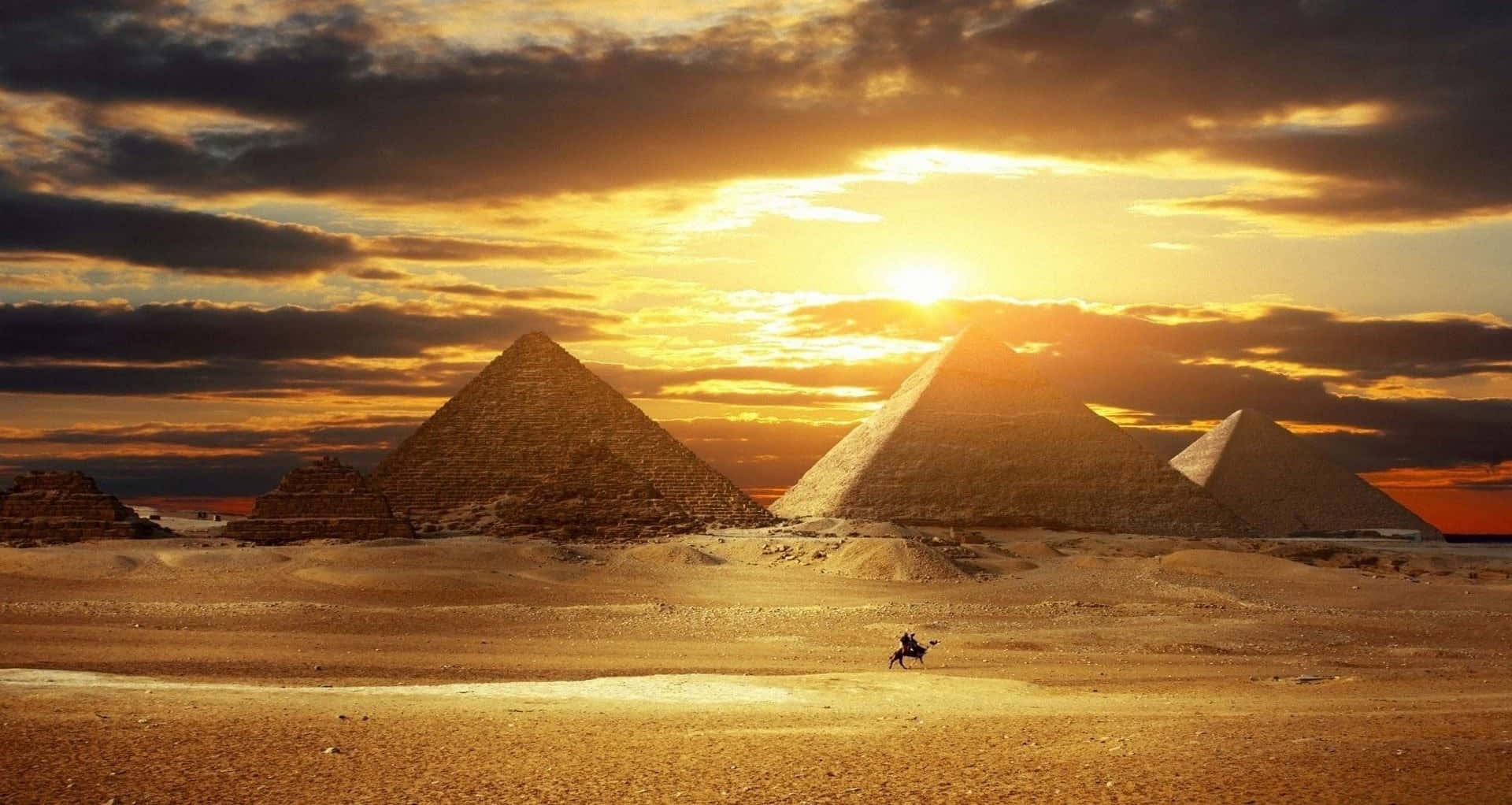 Breathtaking view of the Great Pyramids of Giza with the Sphinx in Egypt