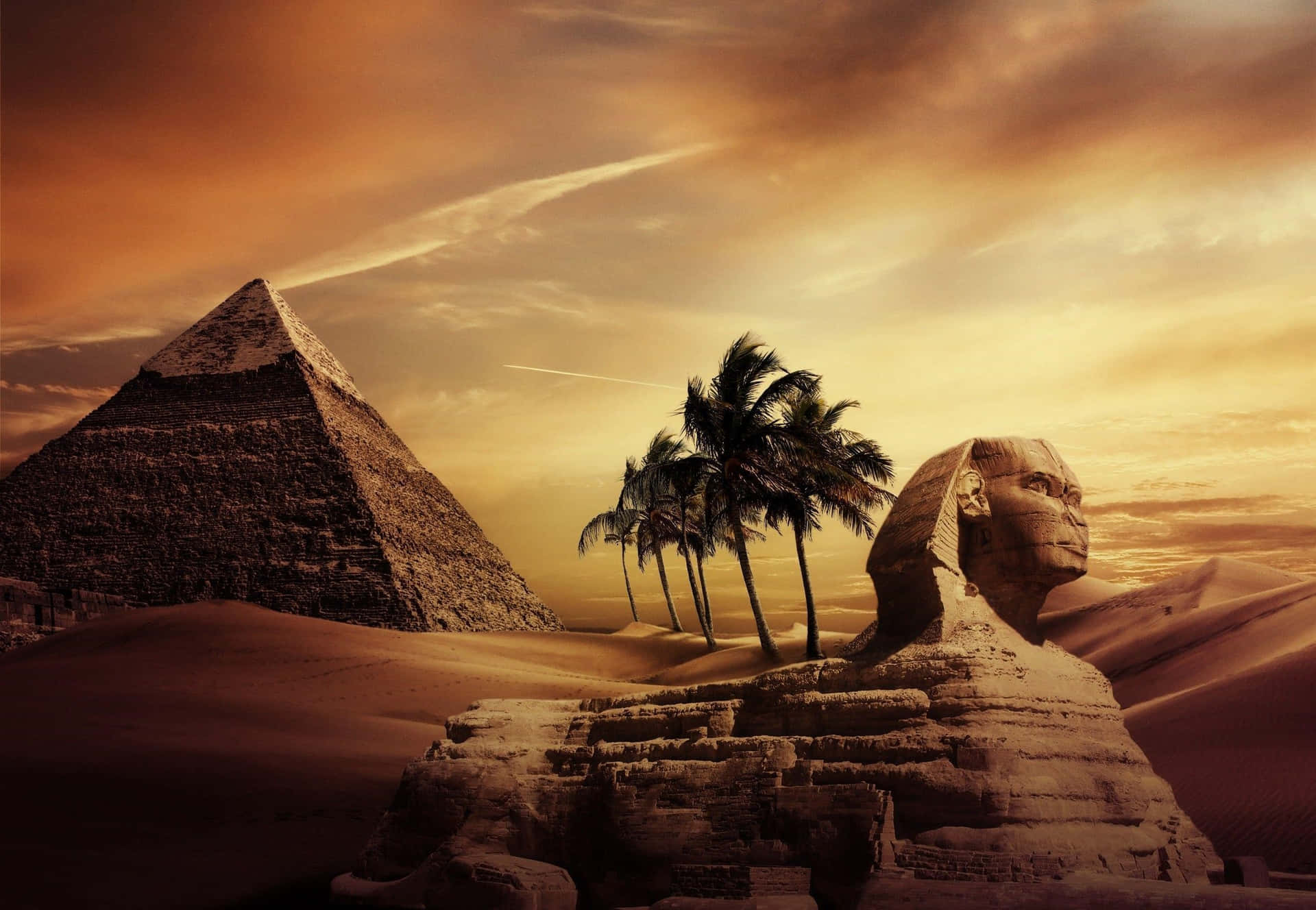 Sfinxe Piramidi Nel Deserto