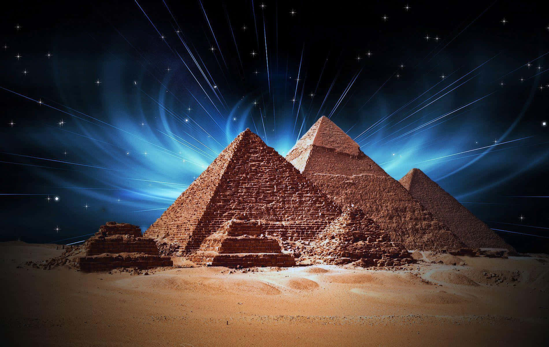 Pyramidernai Giza Visas I Bakgrunden