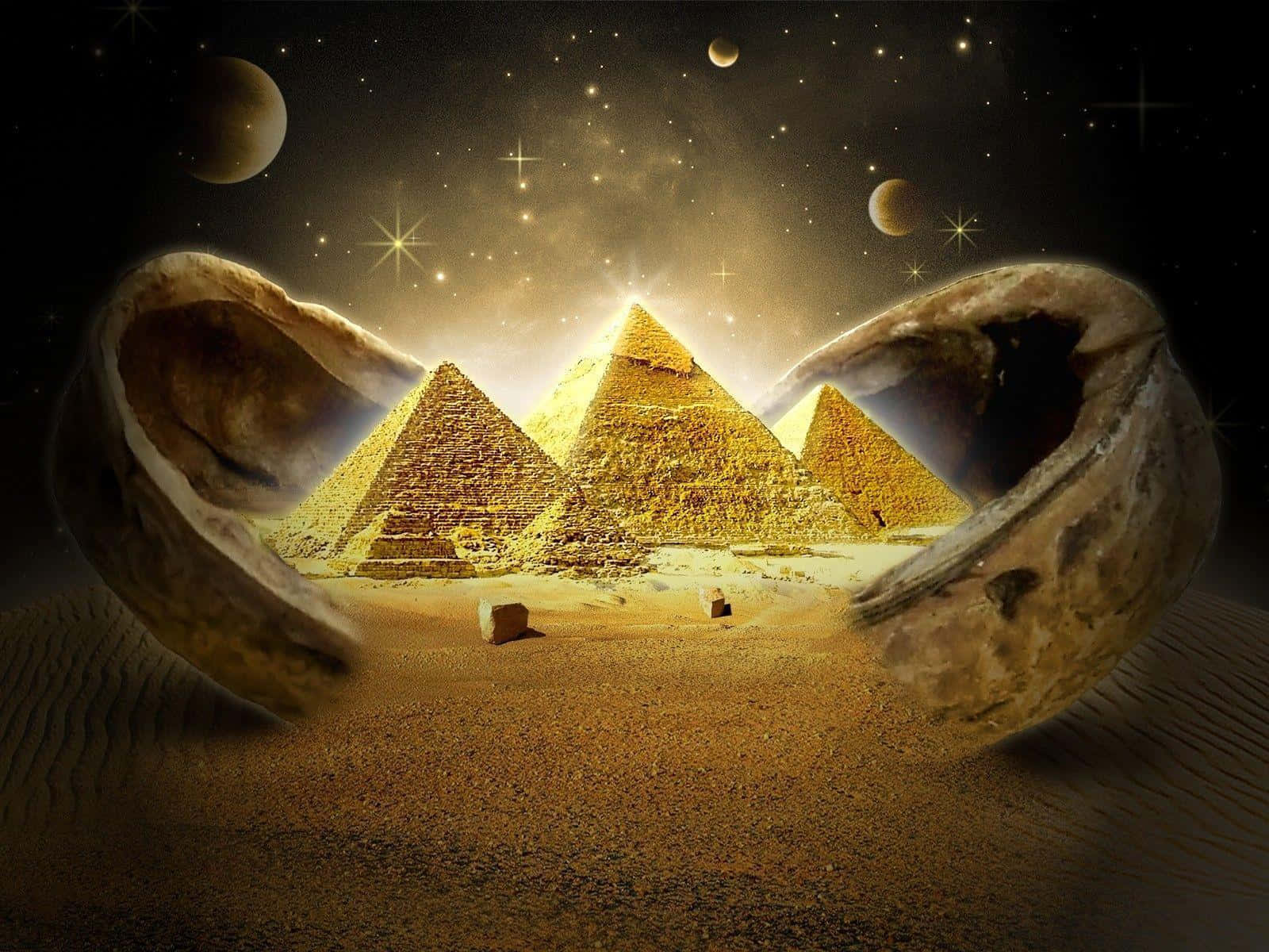 Pôrdo Sol Espetacular Sobre As Pirâmides De Gizé, Egito.