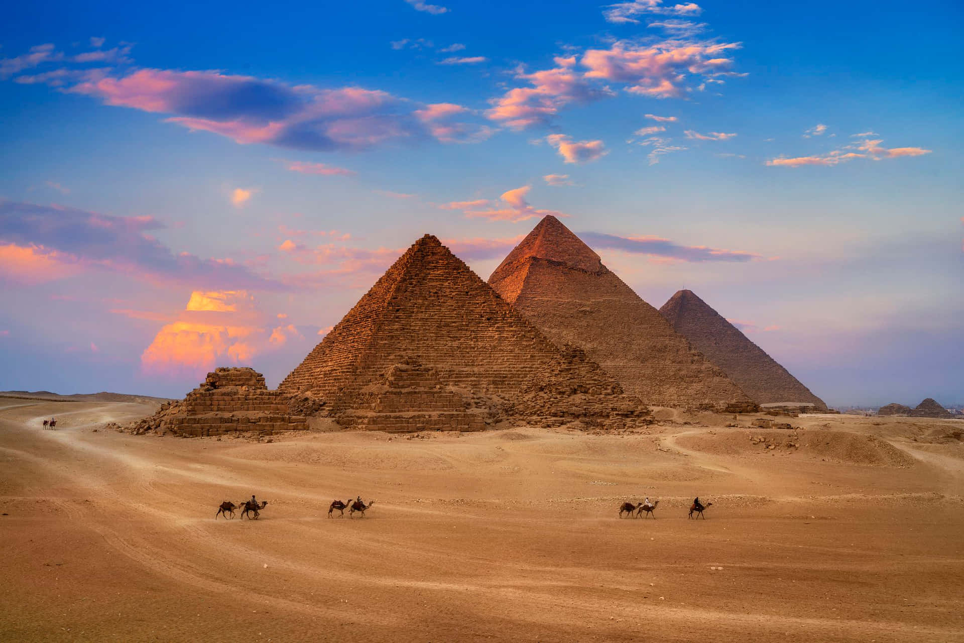 Giza Pyramids At Sunset