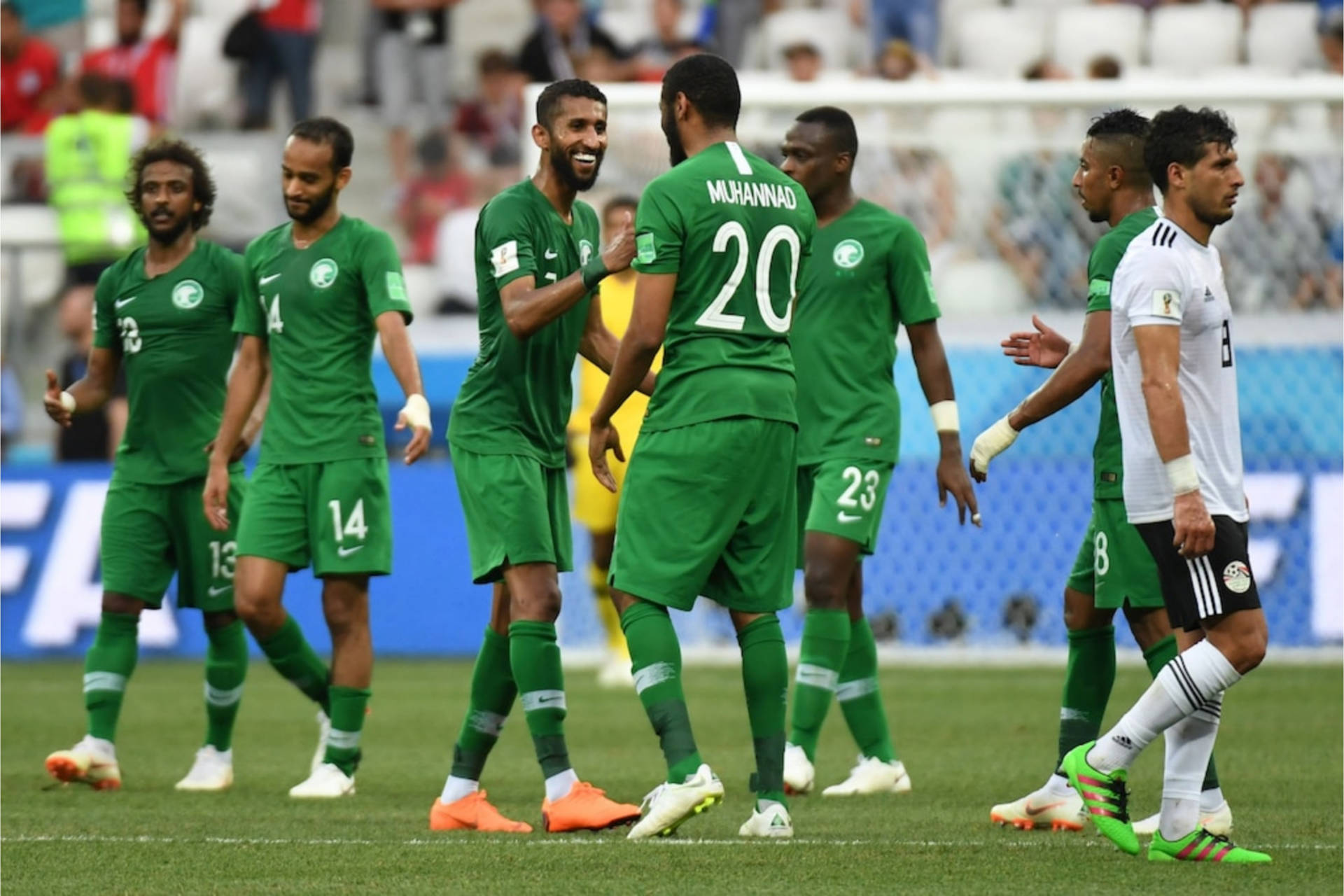 Egitto Contro Nazionale Di Calcio Dell'arabia Saudita Sfondo