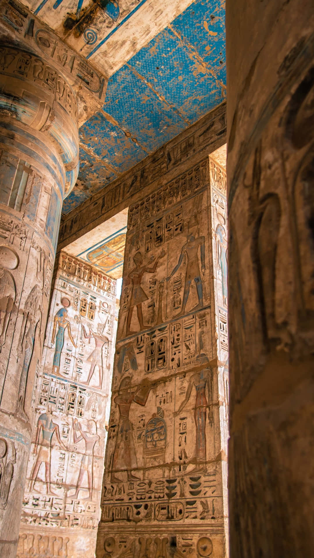 Medinet Habu Columns Egyptian Background