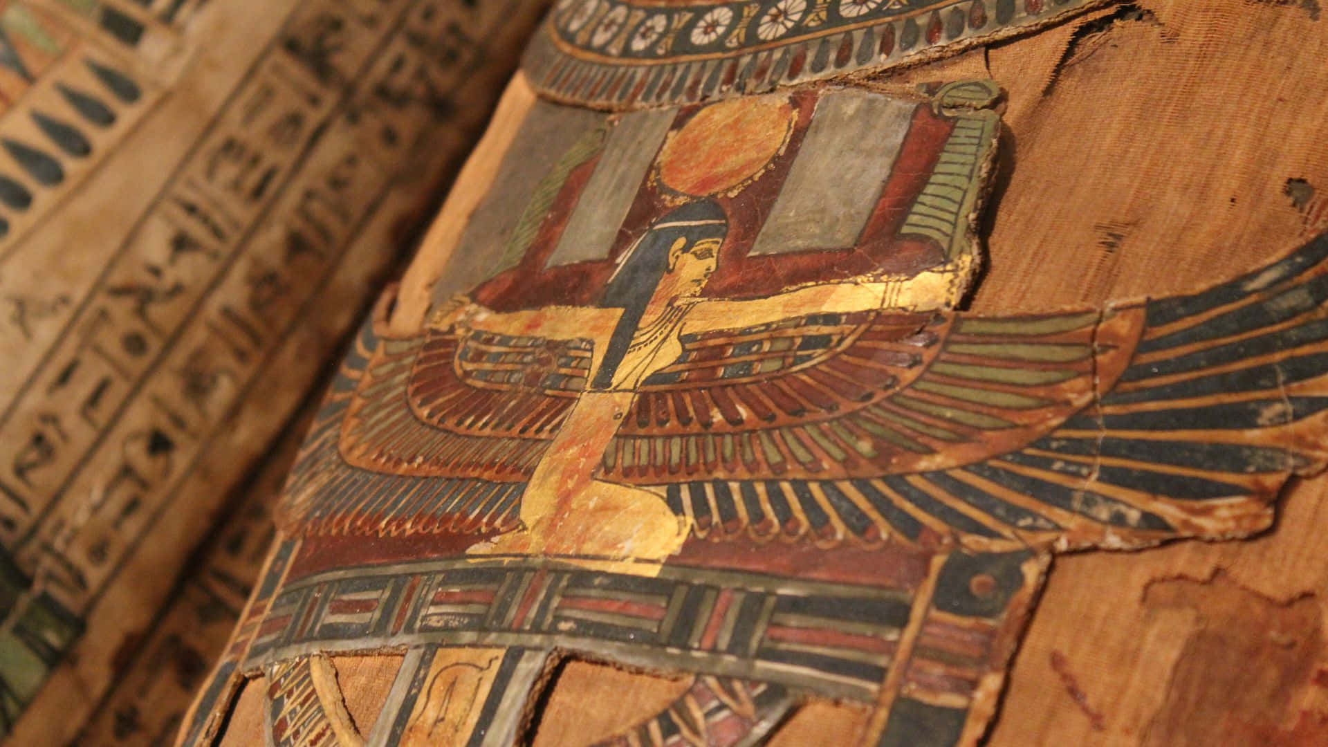 Sarkofagdetalj Egyptisk Bakgrund.