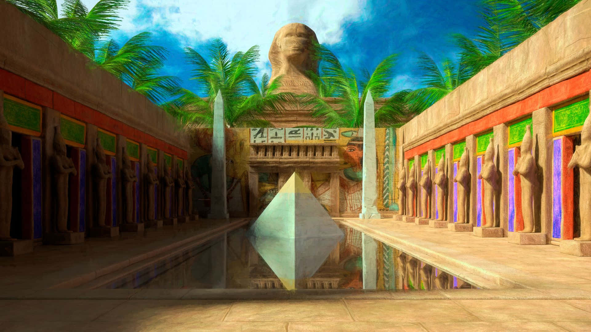 Fondode Pantalla Colorido De Un Templo Egipcio.
