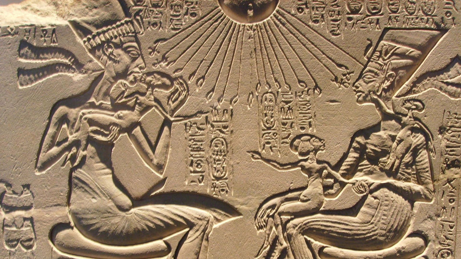 Kungakhenaten Och Drottning Nefertiti Egyptisk Bakgrund.