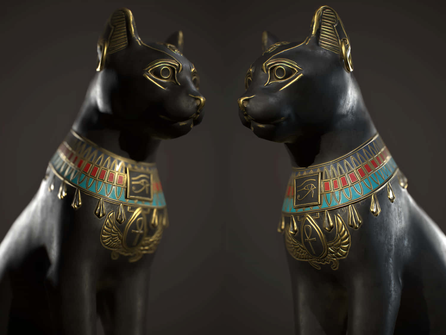 Egyptiskkatt Svart Estetisk Staty Bild