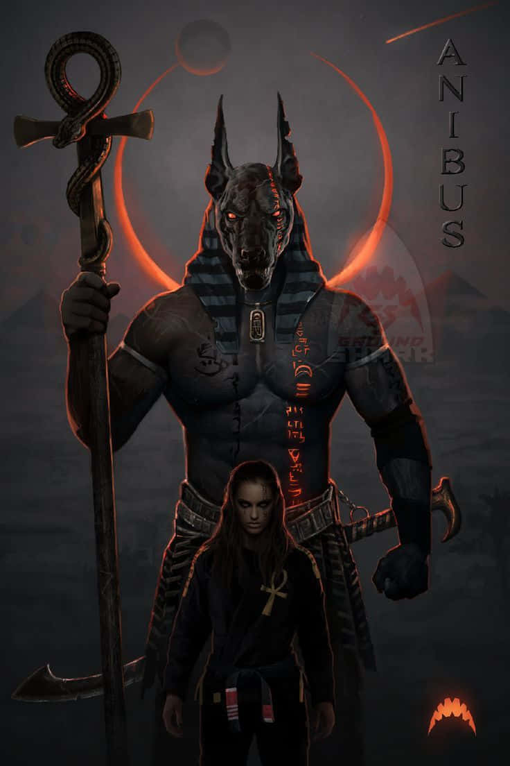 Dieantiken Ägyptischen Götter Horus Und Isis Umarmen Sich. Wallpaper