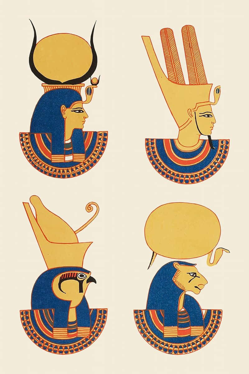 Ægyptiske guder - Ra, Isis, Anubis og Horus - pynte denne tapet med strålende kunstværker. Wallpaper