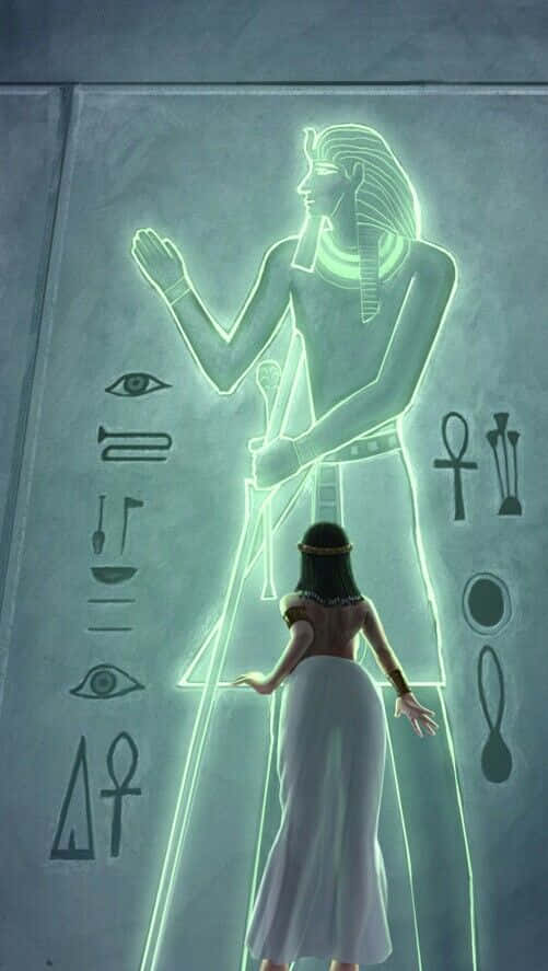 Gamle egyptiske mytologiske guder pryder tapetet. Wallpaper