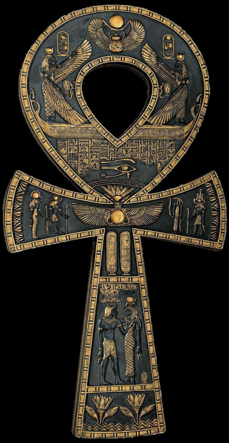 “Tre egyptiske guder, der repræsenterer primordiale elementer” Wallpaper