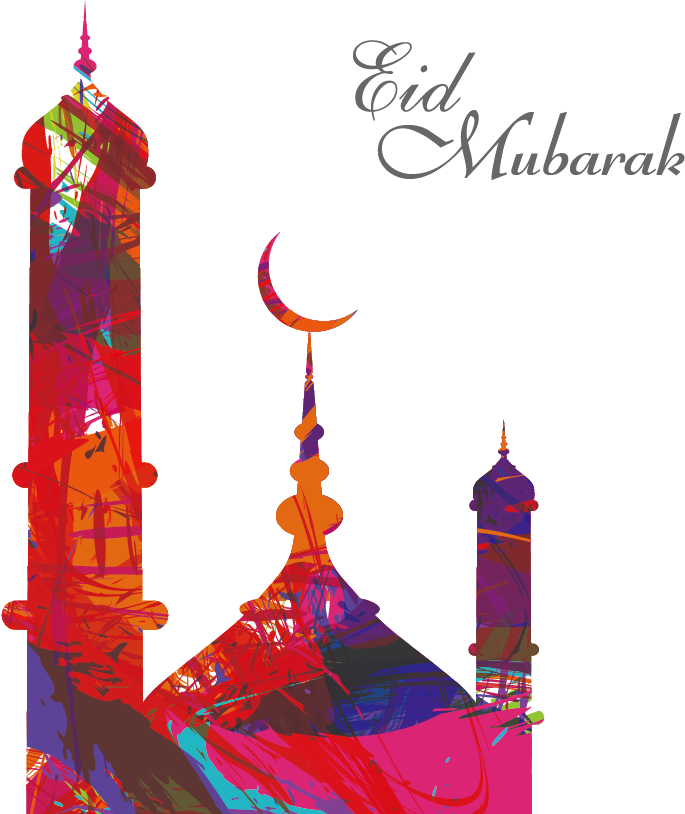 Eid Mubarak Abstract Minarets PNG