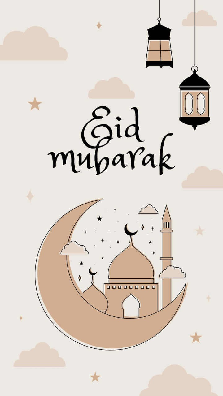 Eid_ Mubarak_ Crescent_ Mosque_ Illustration Wallpaper