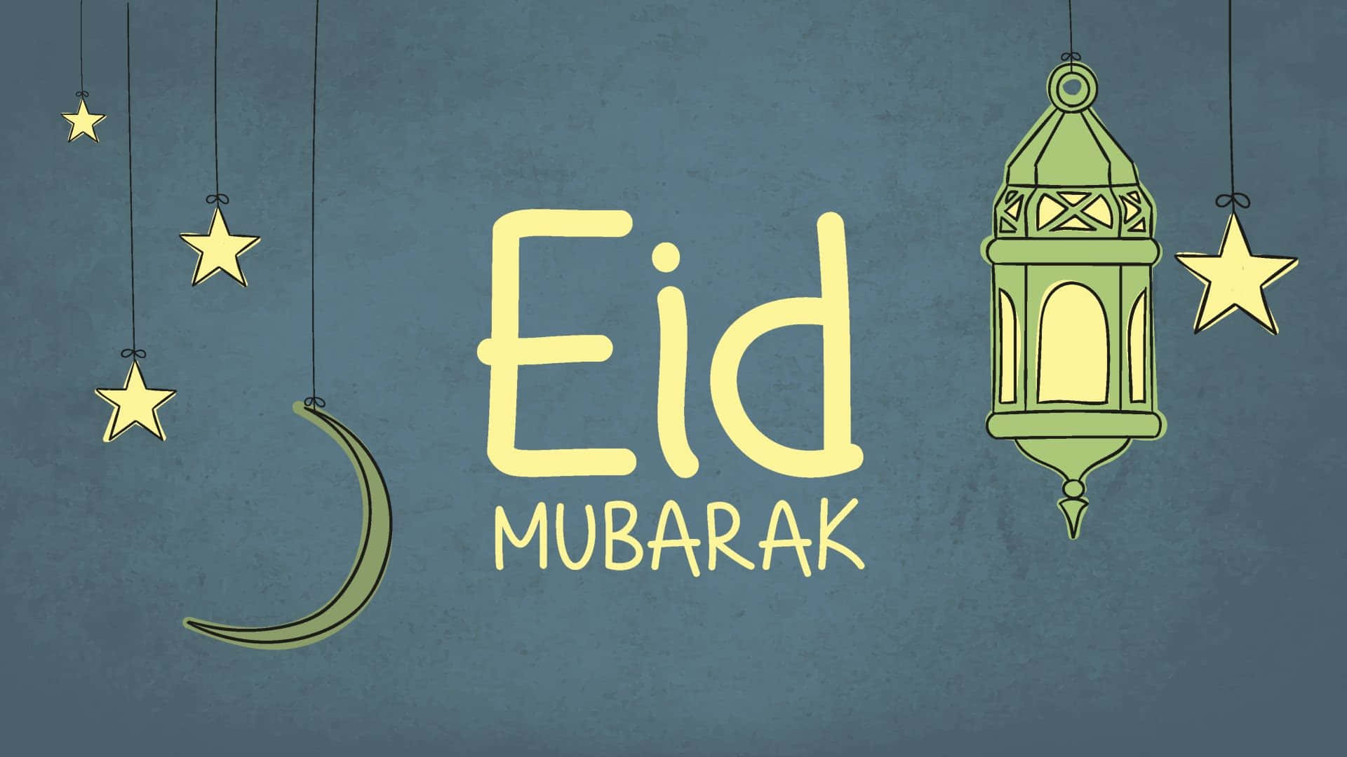 Eid Mubarak Greeting Card With Lanterns And Stars
