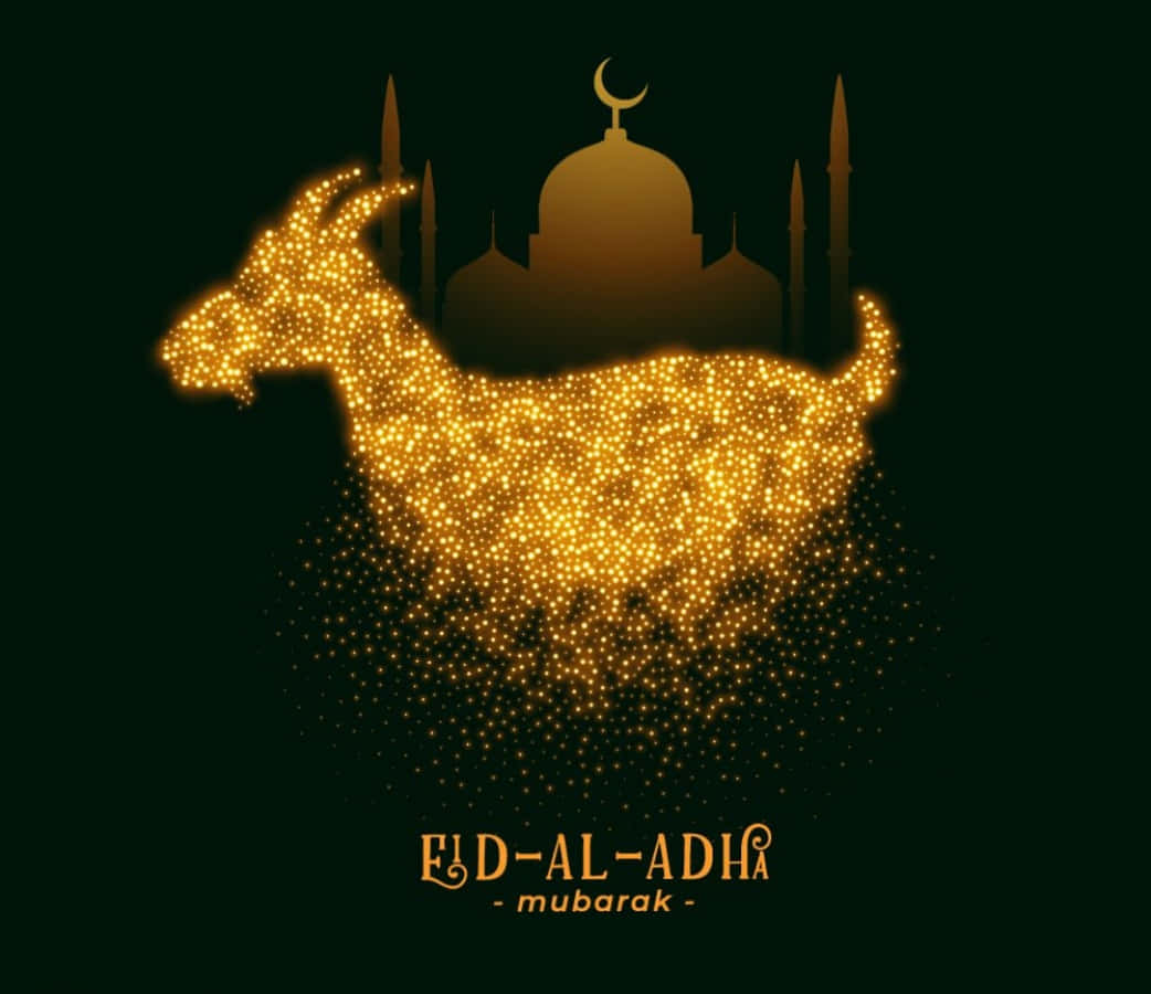 Eid Al Adha Goat With A Mosque And Stars
