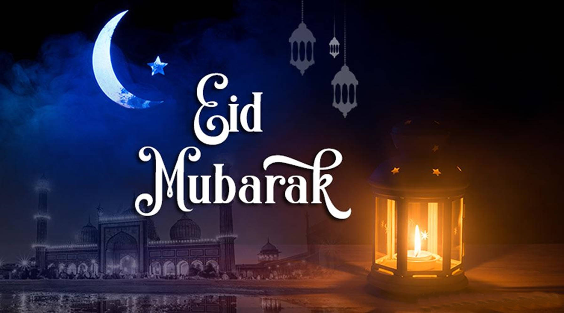 Eidul-adha Mubarak Lysande Ljus. Wallpaper