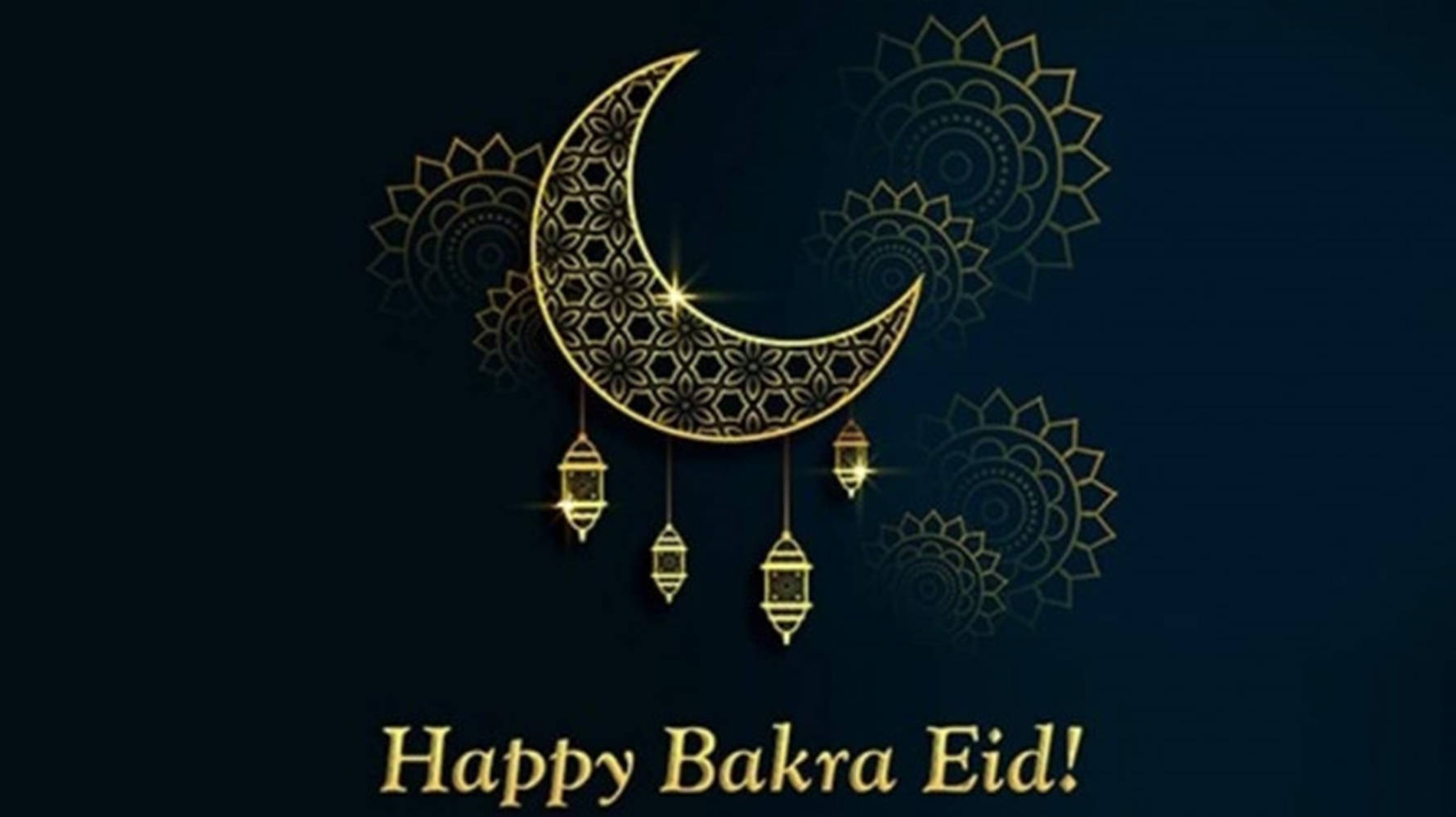 Eid-Ul-Adha Mubarak Crescent Moon Lanterns Wallpaper