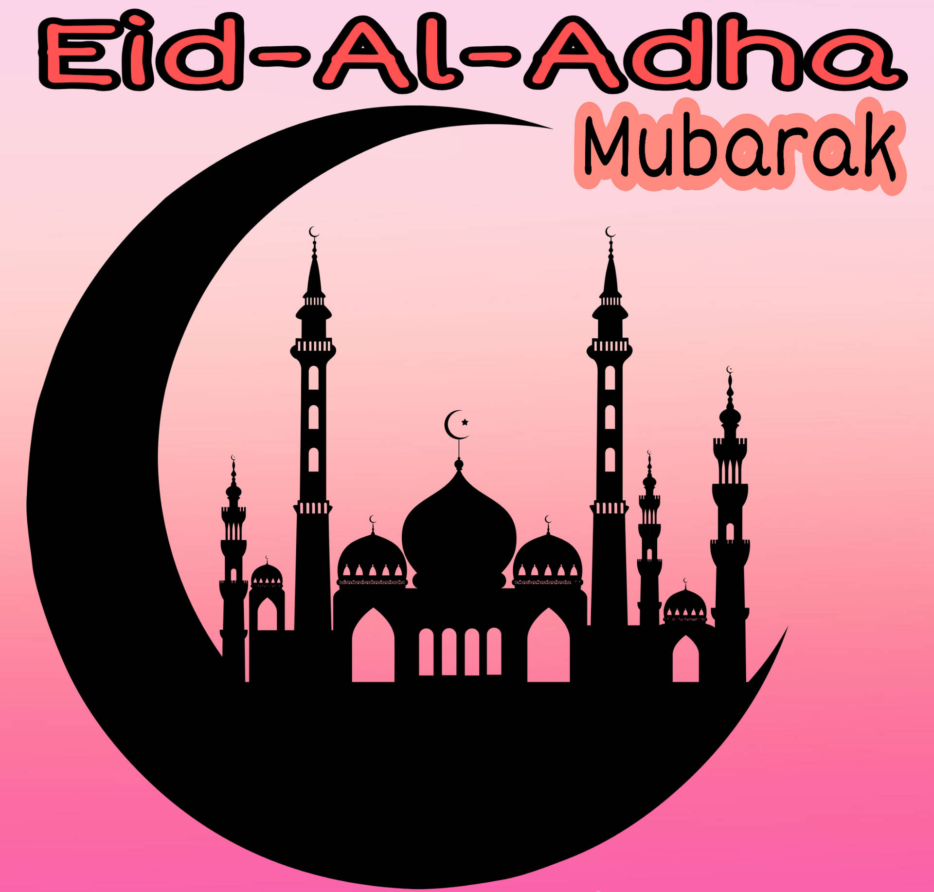 Eidul-adha Mubarak Moské Måne. Wallpaper