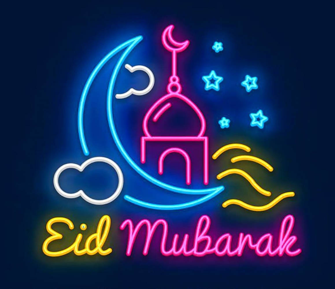 Eid-Ul-Adha Mubarak Neon Lights Kunstfærdighed Wallpaper Wallpaper