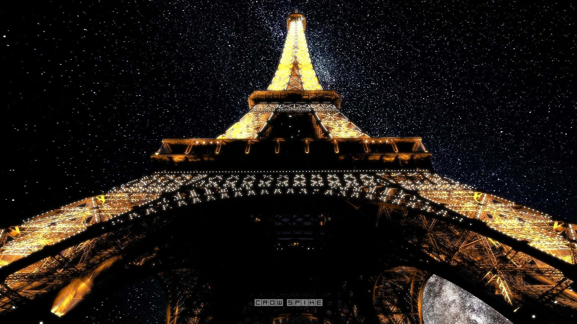 Immaginedella Torre Eiffel Vista Dal Basso Durante La Notte