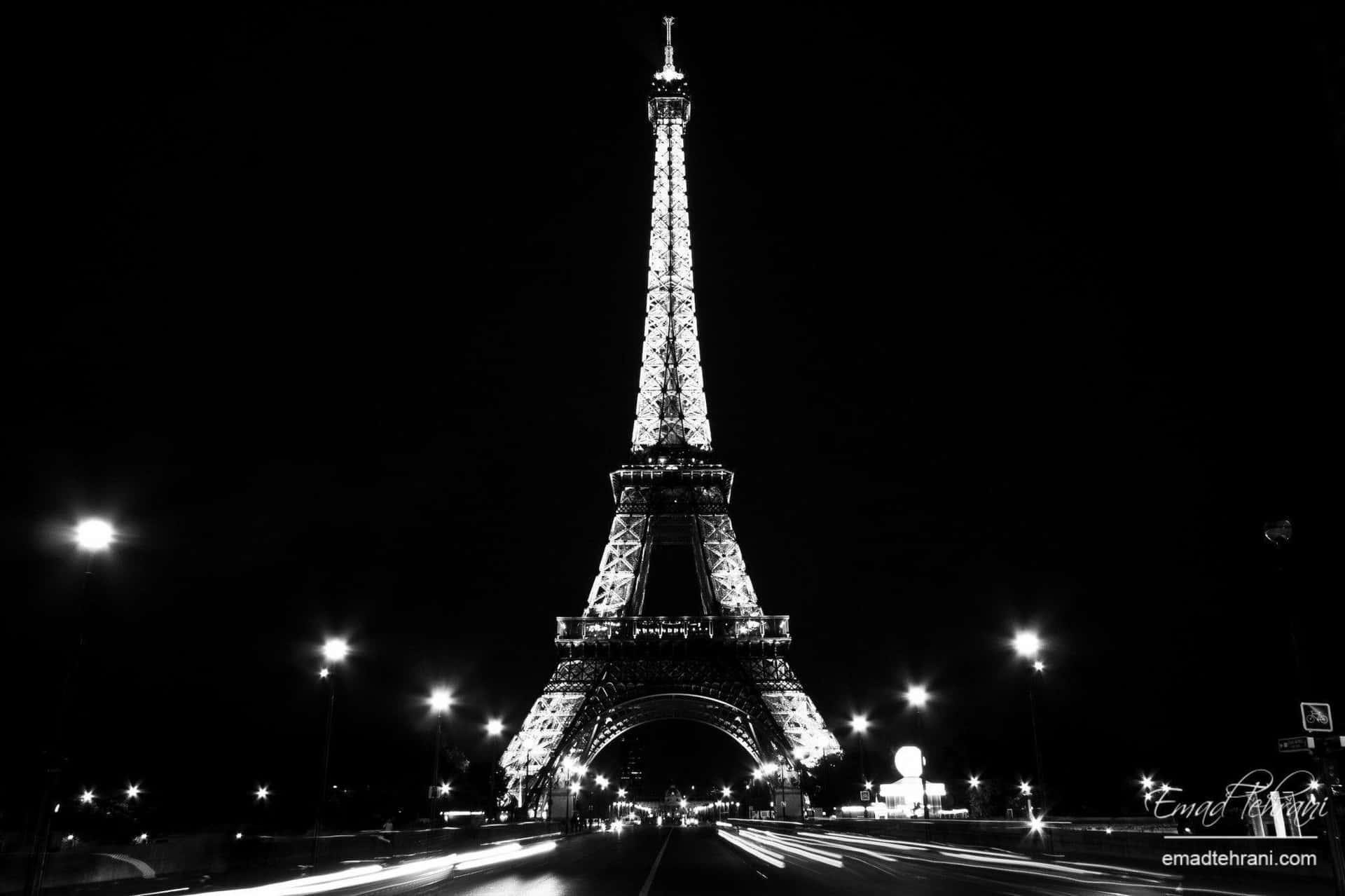 Schwarzesbild Des Eiffelturms Bei Nacht