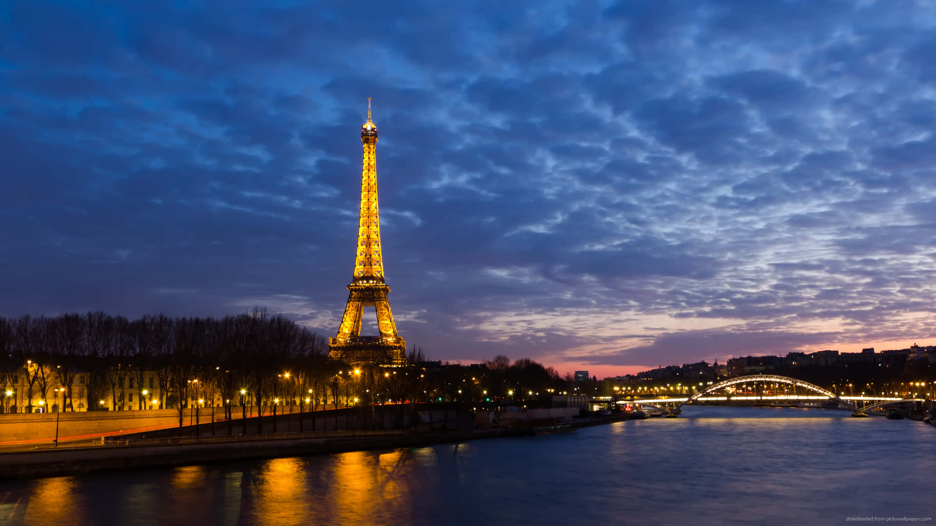 Eiffel Tower At Night Landscape Picture