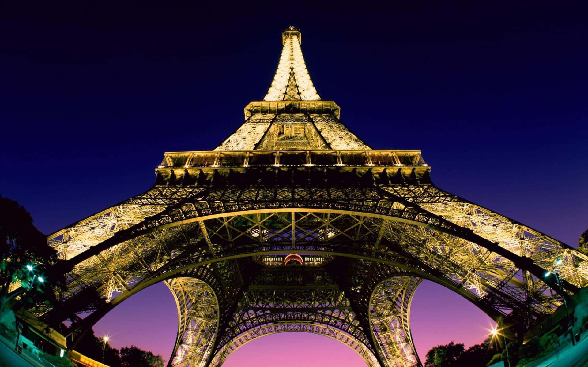 A picturesque view of the Paris skyline featuring the iconic Eiffel Tower.