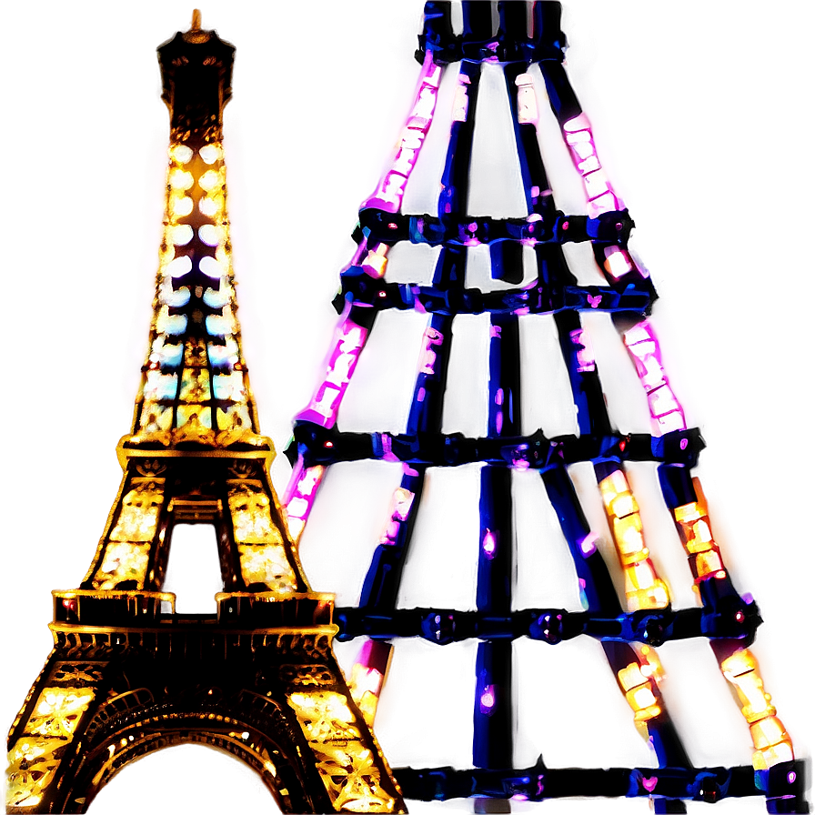 Eiffel Tower Christmas Lights Png Ong PNG