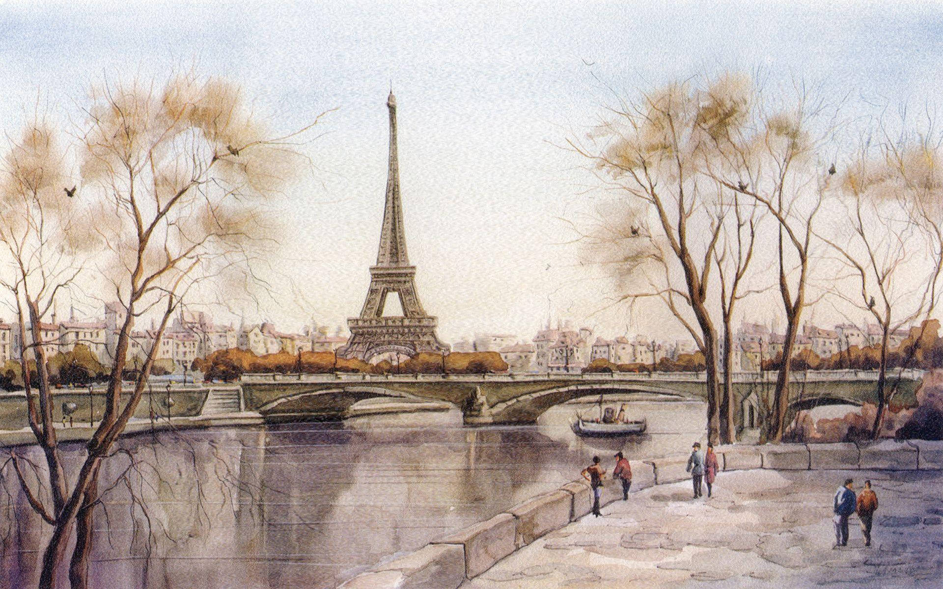 Eiffel Tower Drawing Wallpaper