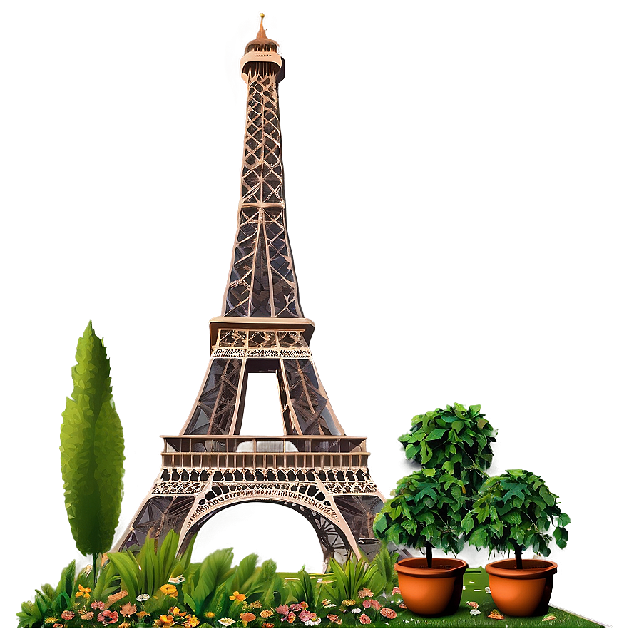 Eiffel Tower Garden View Png 05212024 PNG