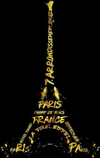 Eiffel Tower Golden Artwork PNG