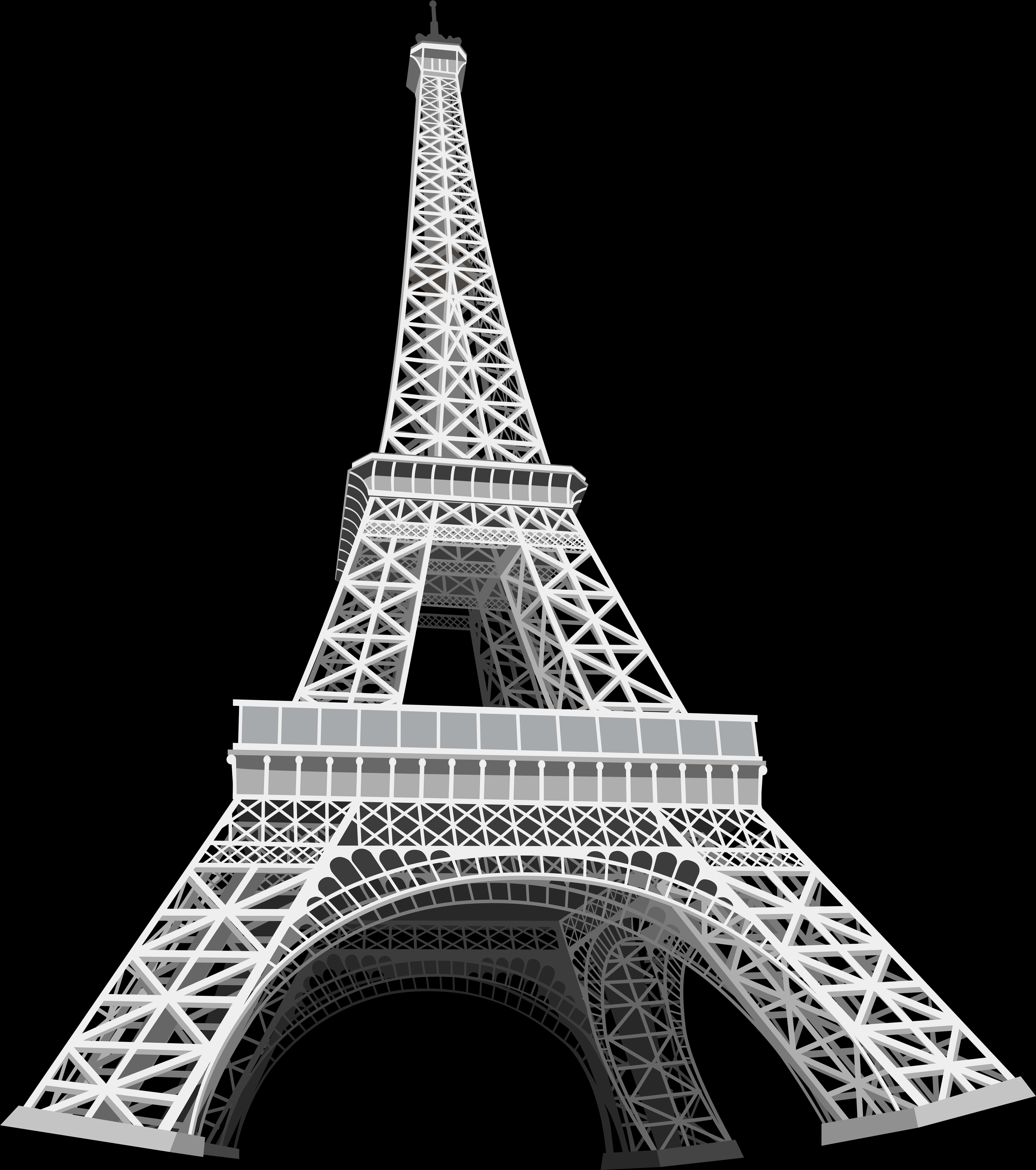 Eiffel Tower Graphic Black Background PNG