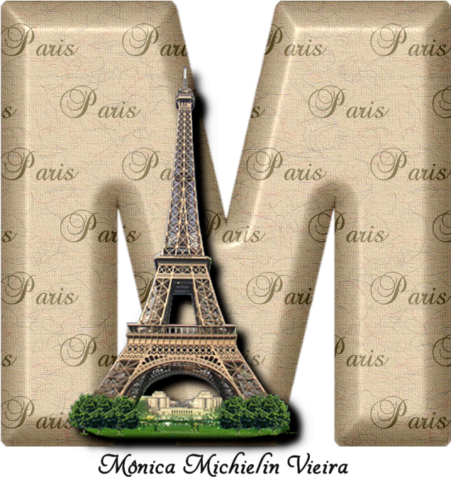 Eiffel Tower Letter M Collage PNG