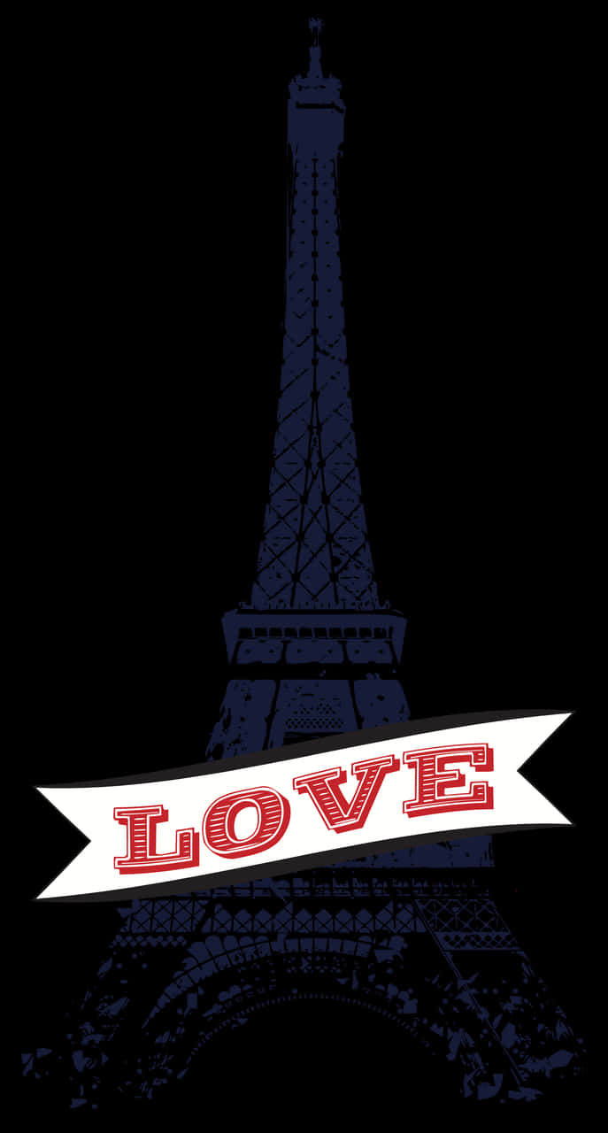 Eiffel Tower Love Banner PNG