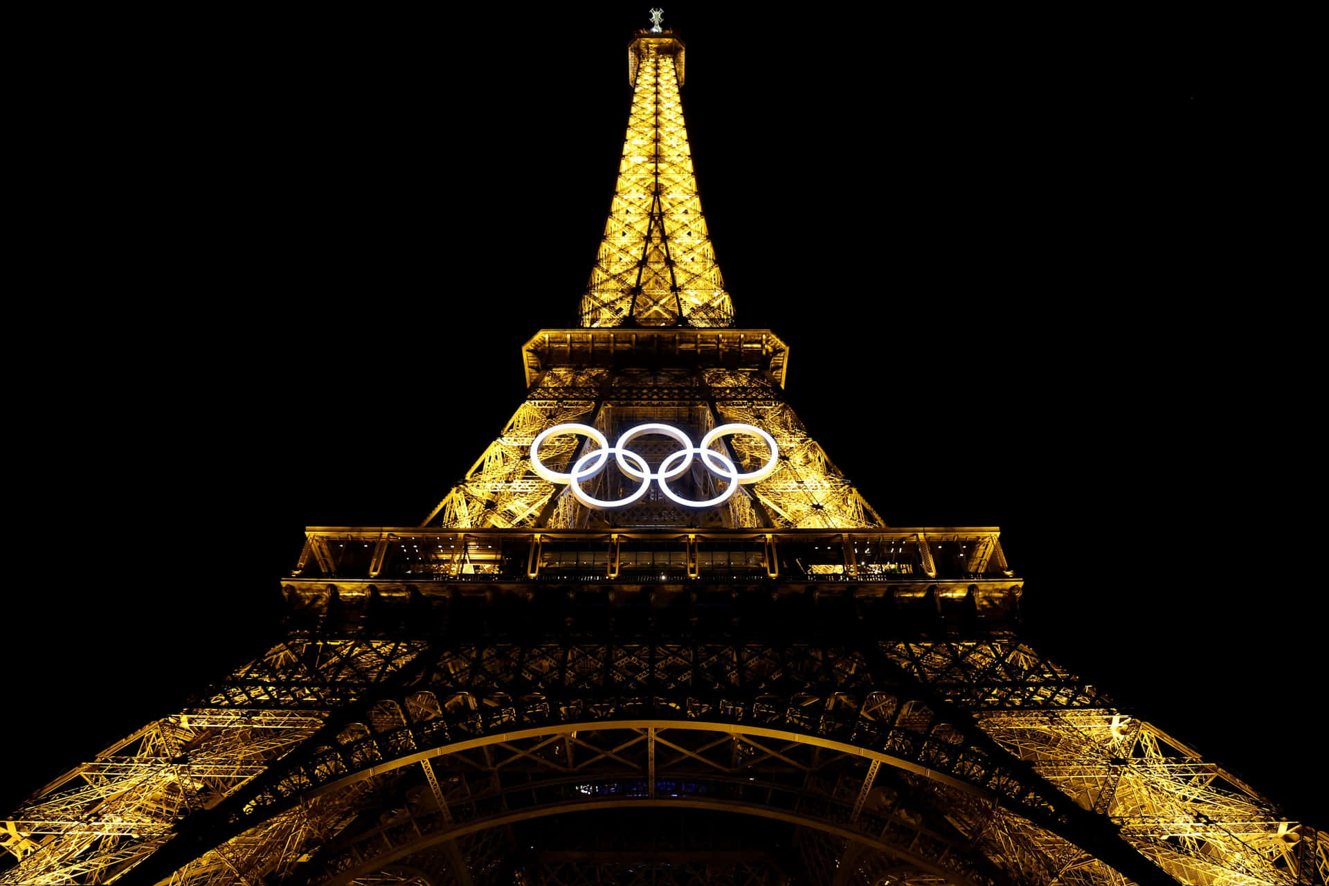 Eiffel Tower Olympic Rings Night Wallpaper