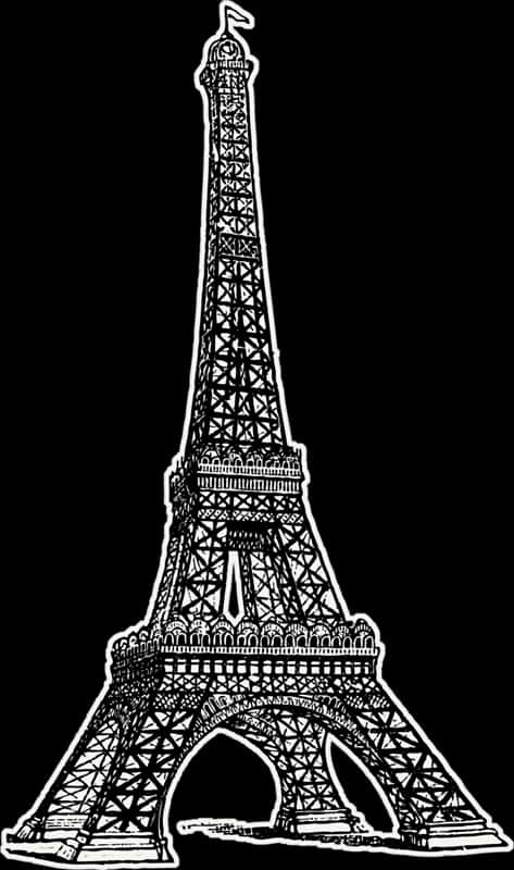 Eiffel Tower Outline Art PNG