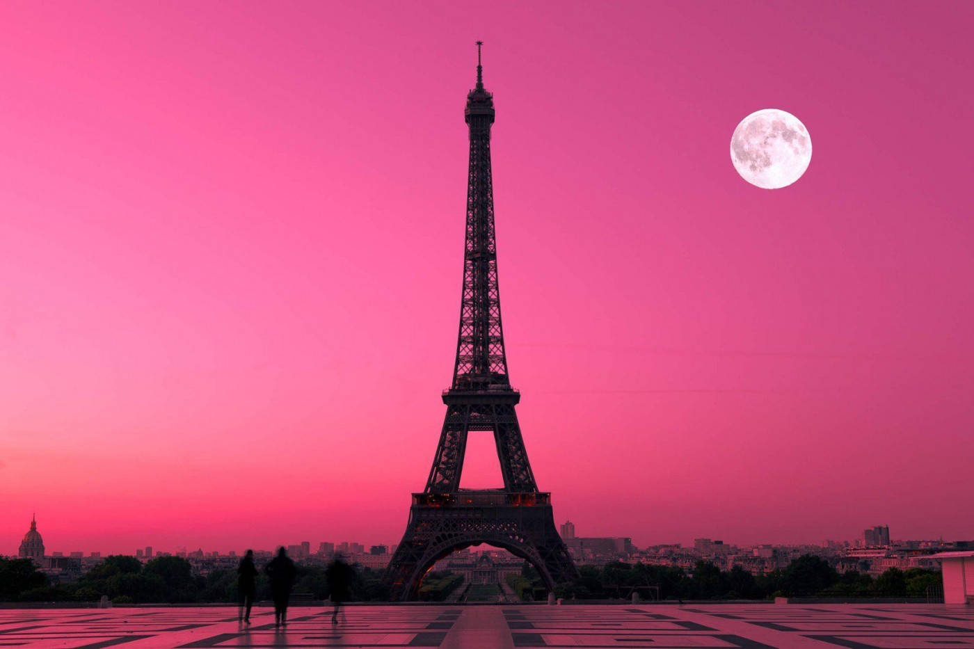 Eiffel Tower Pink Sunset Wallpaper