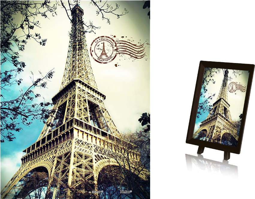 Eiffel Tower Postcard Illusion PNG