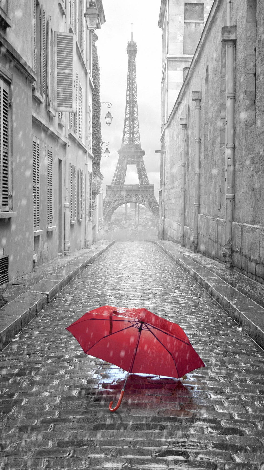 Eiffel Tower Red Umbrella Most Beautiful Rain