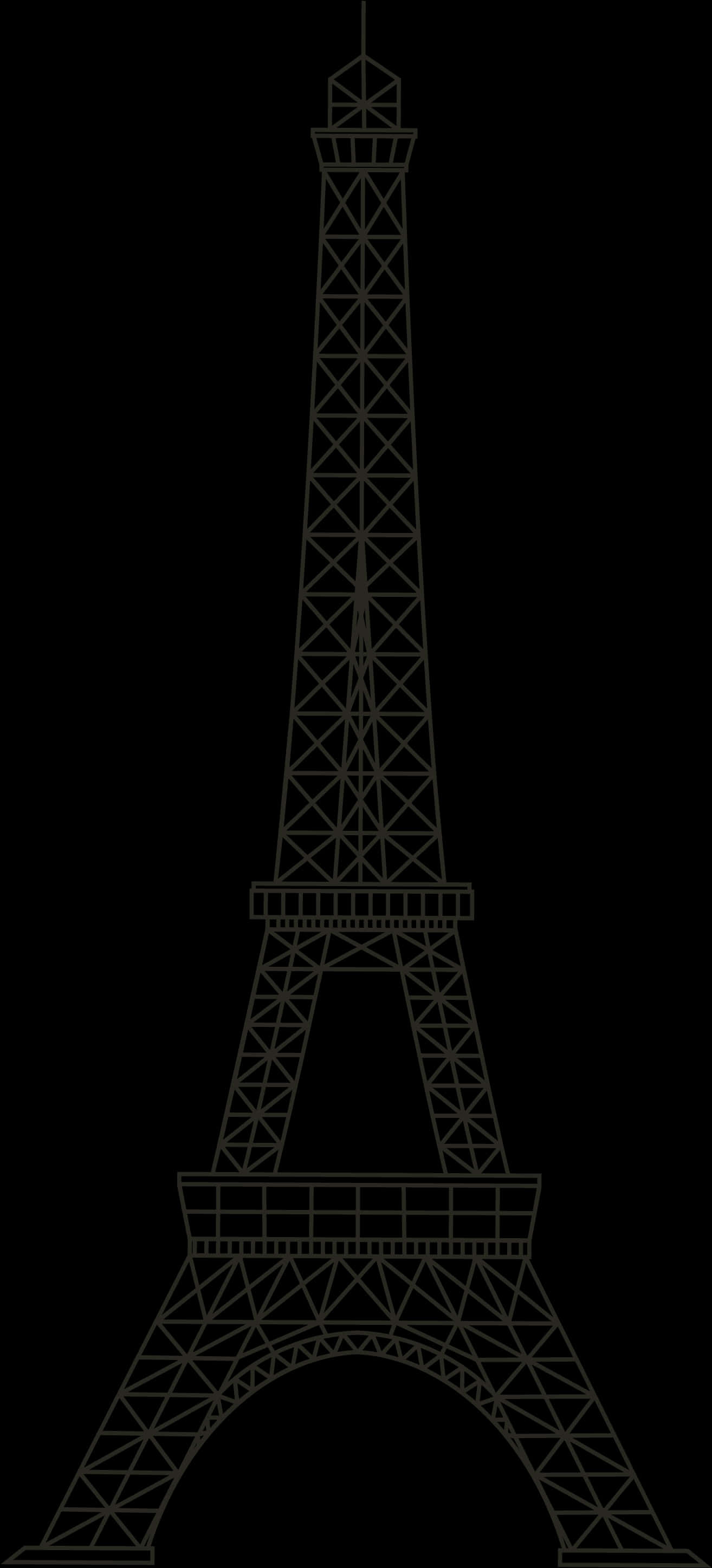 Eiffel Tower Silhouette Outlines PNG