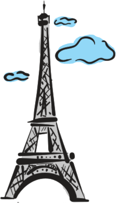 Eiffel Tower Sketchwith Clouds.png PNG