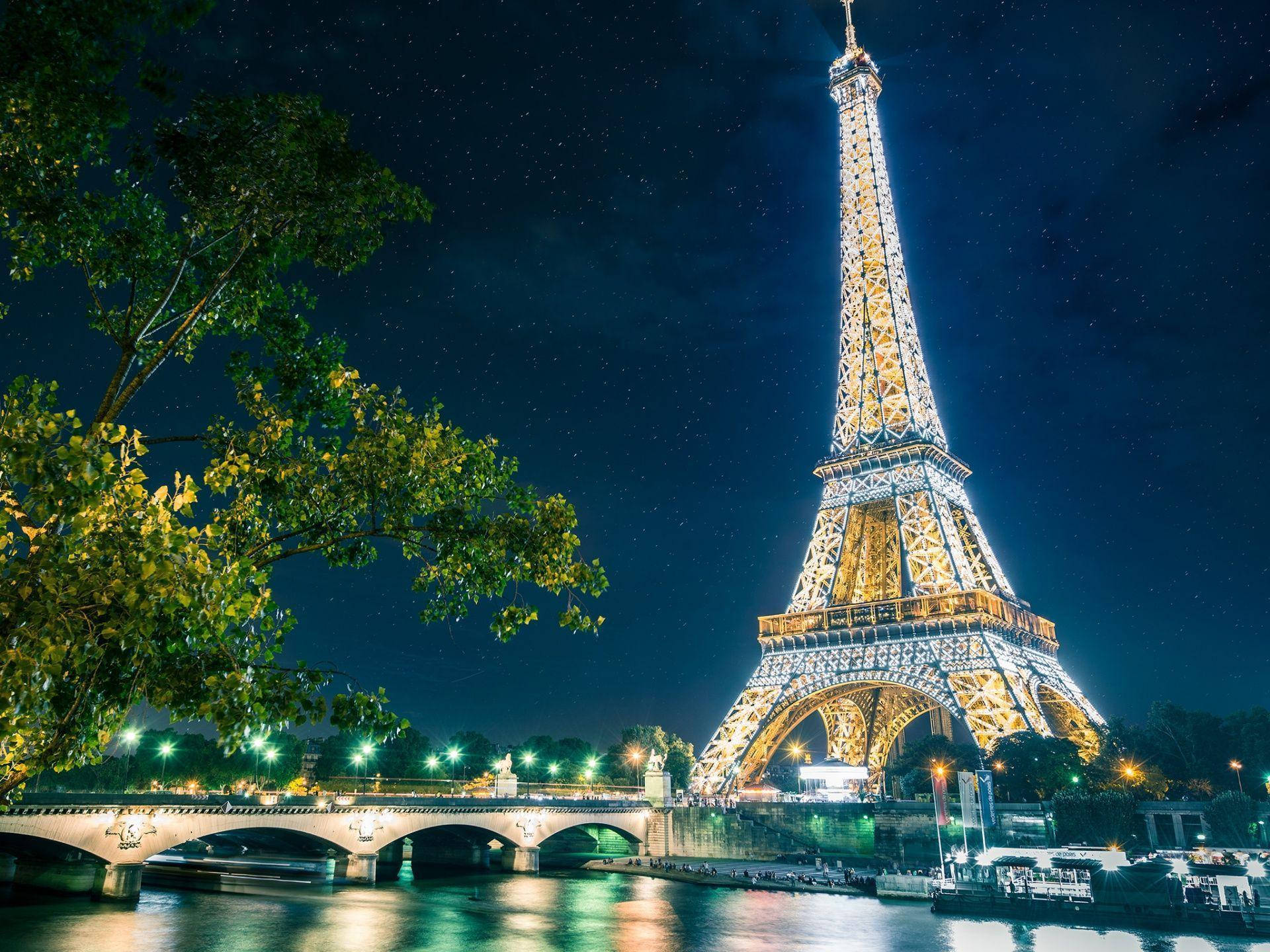 Eiffeltårnet Mousserende Lys Wallpaper