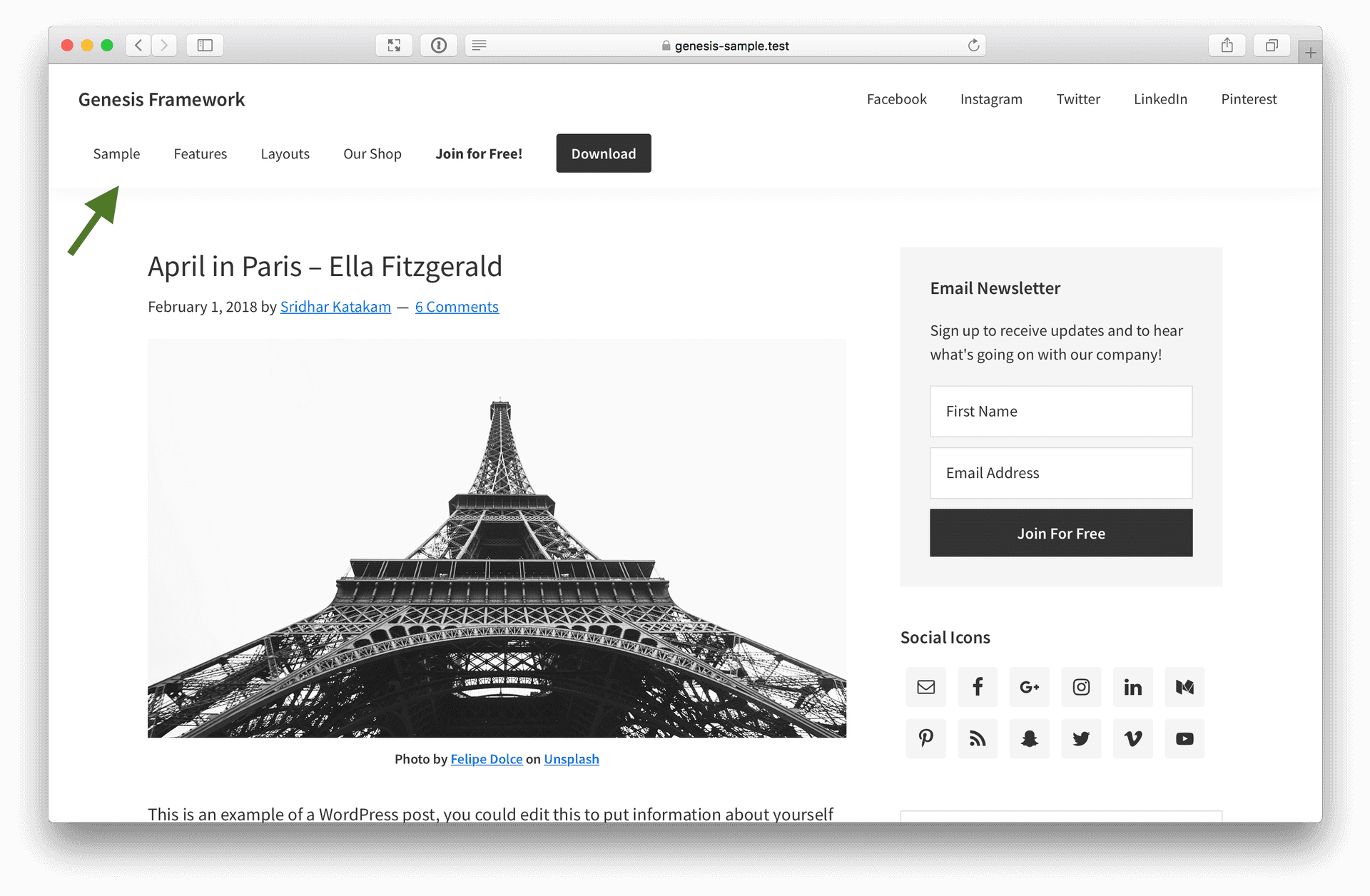 Eiffel Tower Website Mockup PNG