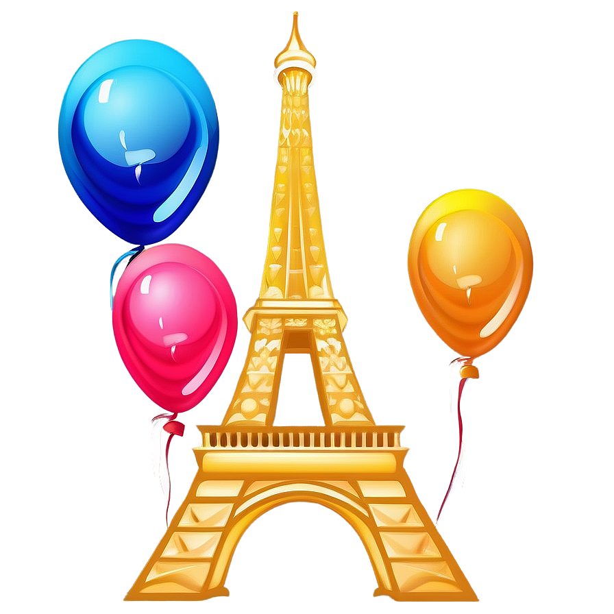 Eiffel Tower With Balloons Png Ppv PNG